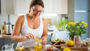 Infusión de jengibre fresco con limón para el resfriado